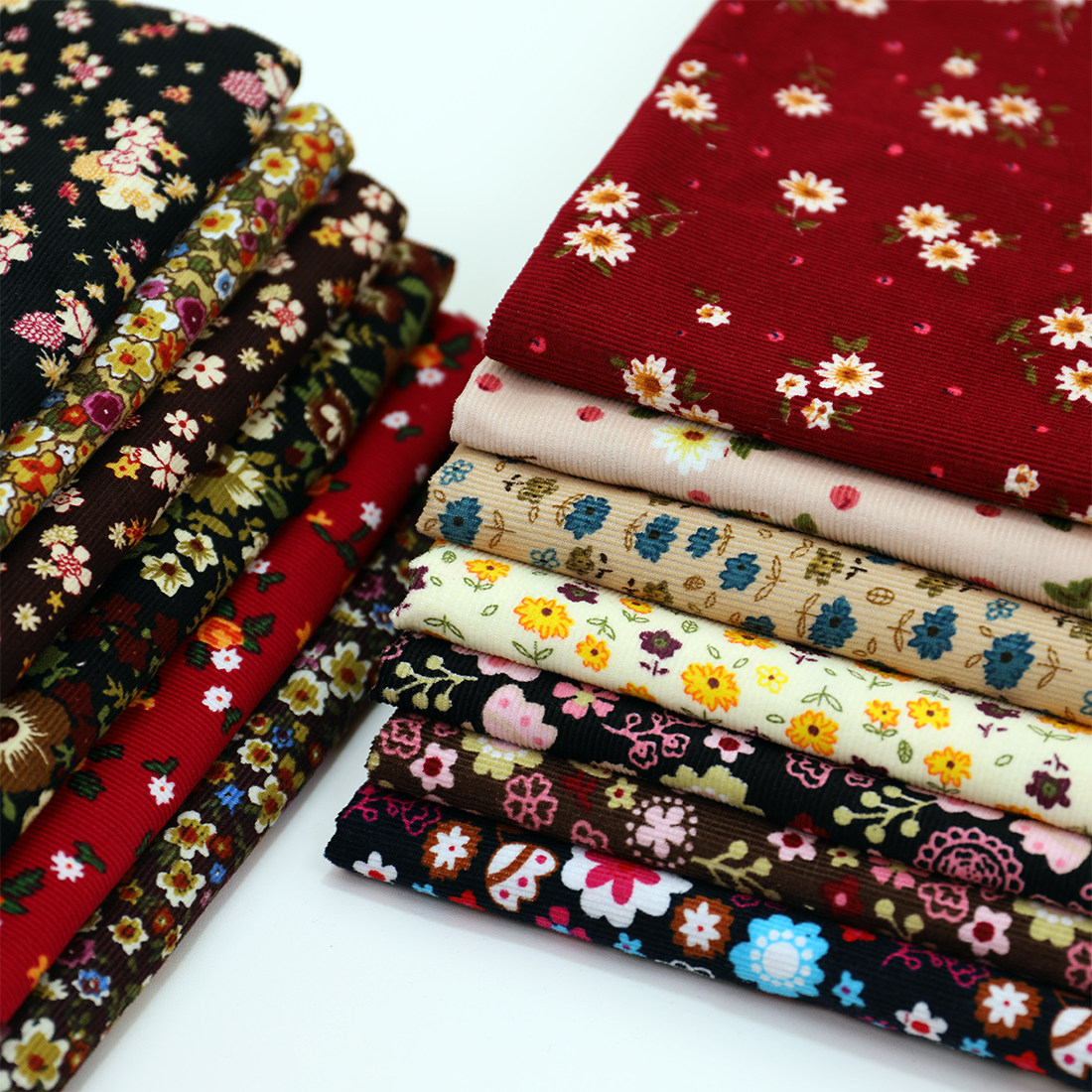 Textile Sewing Patterns - 100% Cotton Floral Pattern Corduroy Fabric