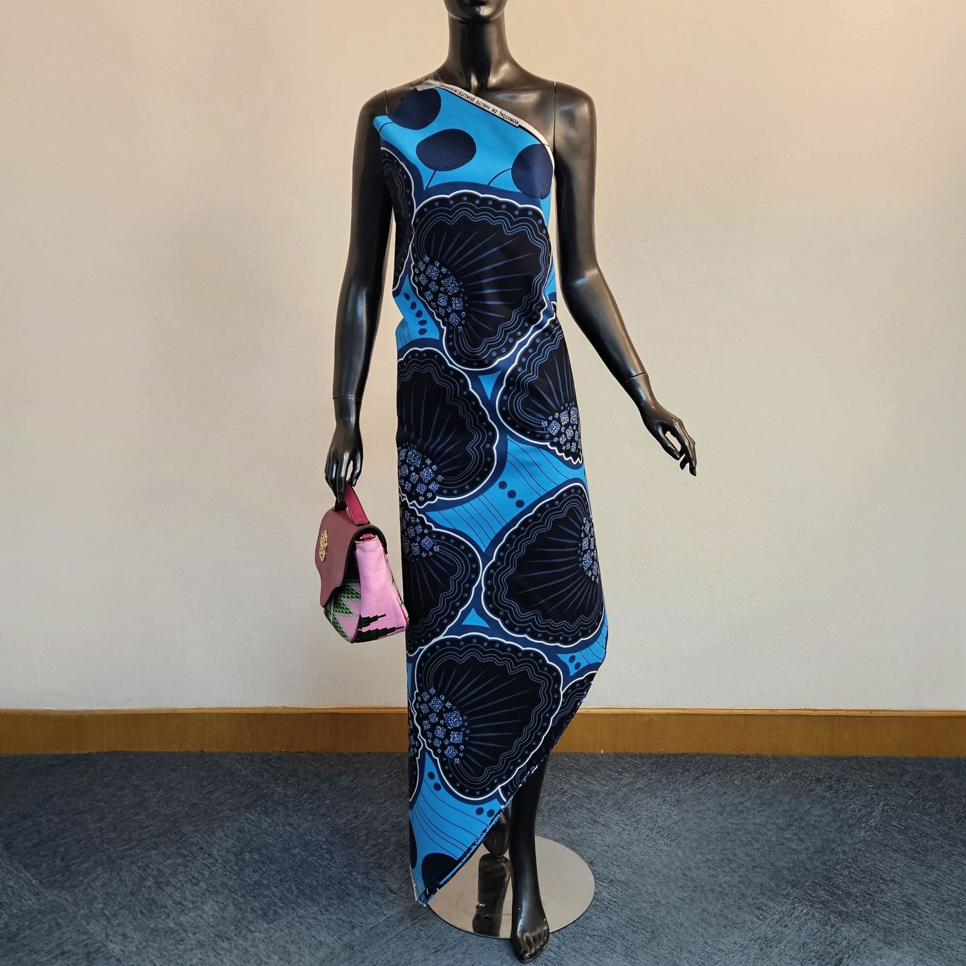 Sewing Batik - Black Printed Blue Cotton African Wax