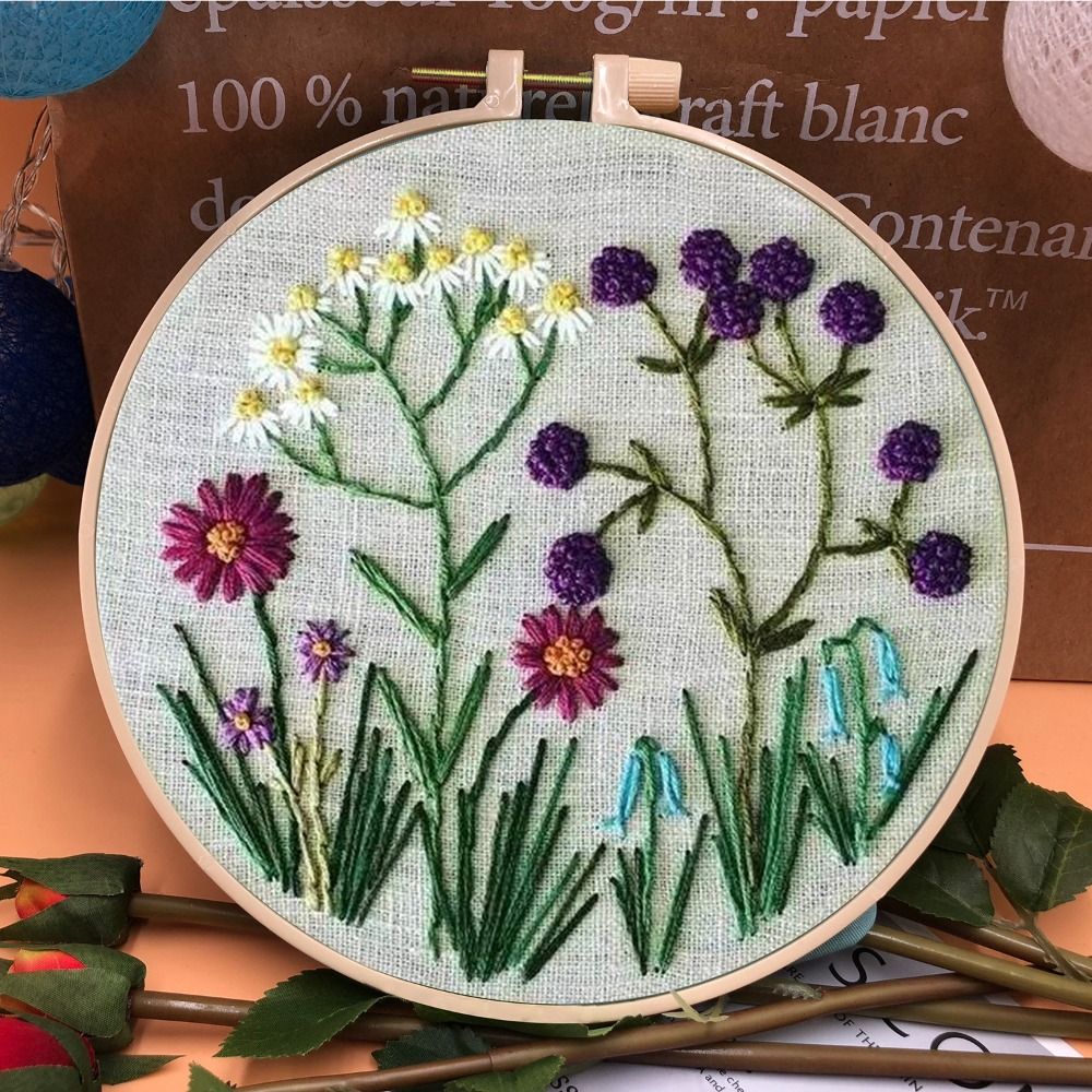 Textile Sewing Patterns - Flower Pattern DIY Embroidery Kits Needle
