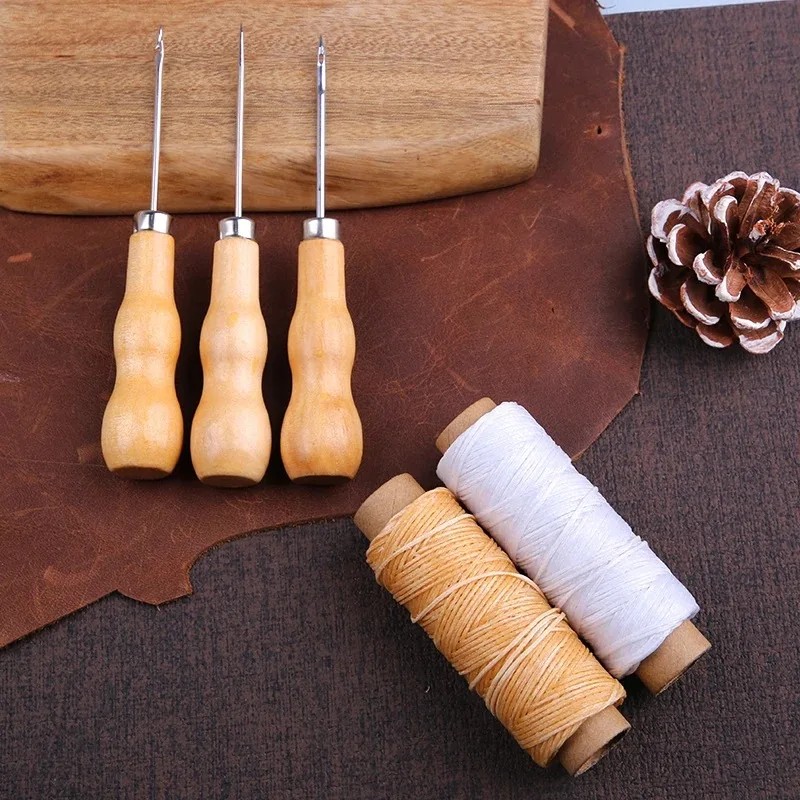 Leather Needle Heavy - Wood-Handled Metal Tip Hand-Pierce Shoe Cone