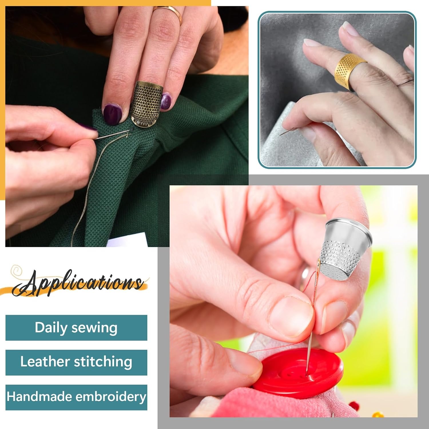 Sewing Thimbles, Adjustable Me - Sewing Thimble Metal 评论和价格