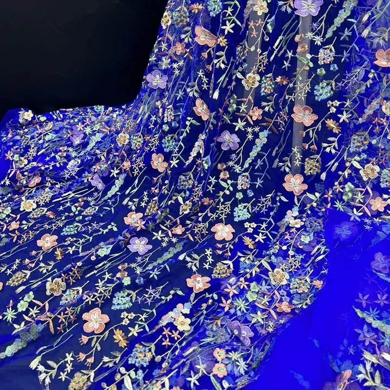 3D Floral Embroidered Tulle Fa - Textile And Sewing Materials 评论和价格