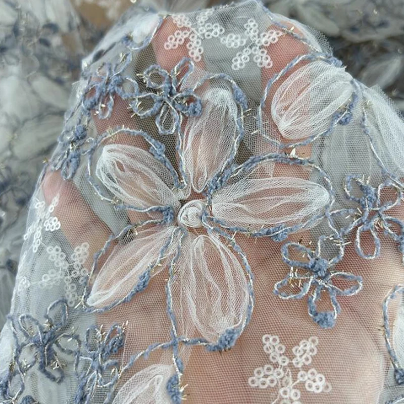 3D Embroidered Sequin Mesh Fab - Textiles Sewing Techniques 评论和价格