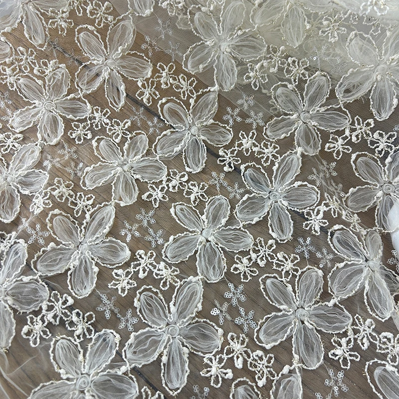 3D Embroidered Sequin Mesh Fab - Textiles Sewing Techniques 评论和价格