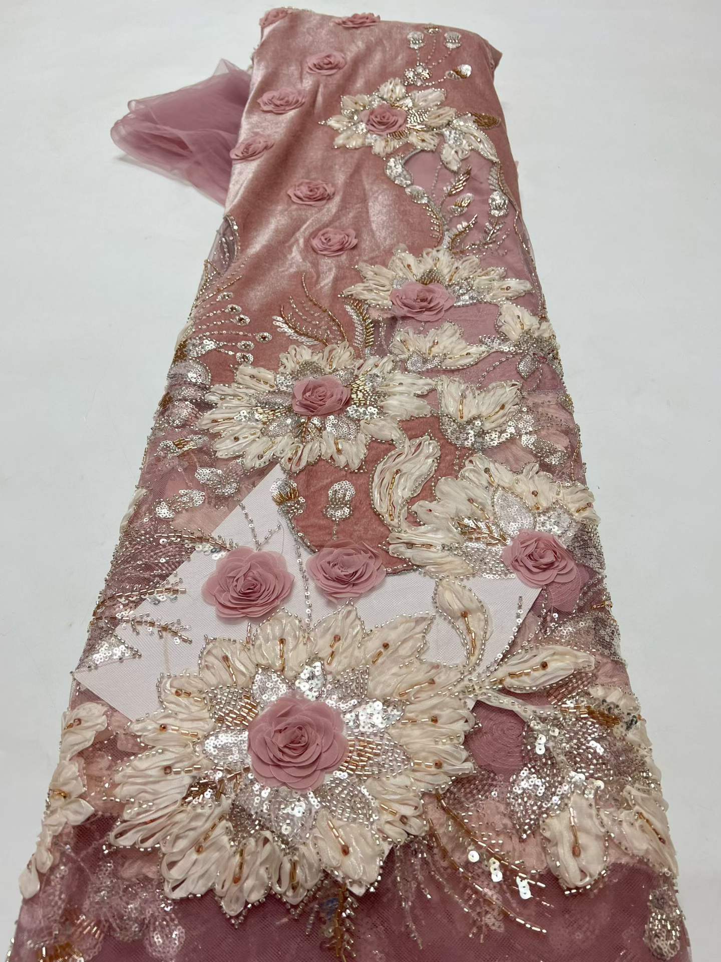 Luxury African Velvet Red Bead - Sewing Velvet Fabric 评论和价格