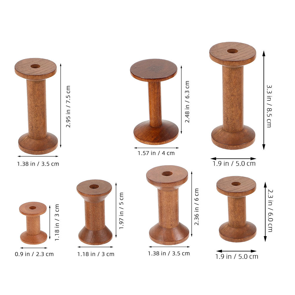 7Pcs Wooden Thread Spools Vint - Thread Bobbins Empty 评论和价格