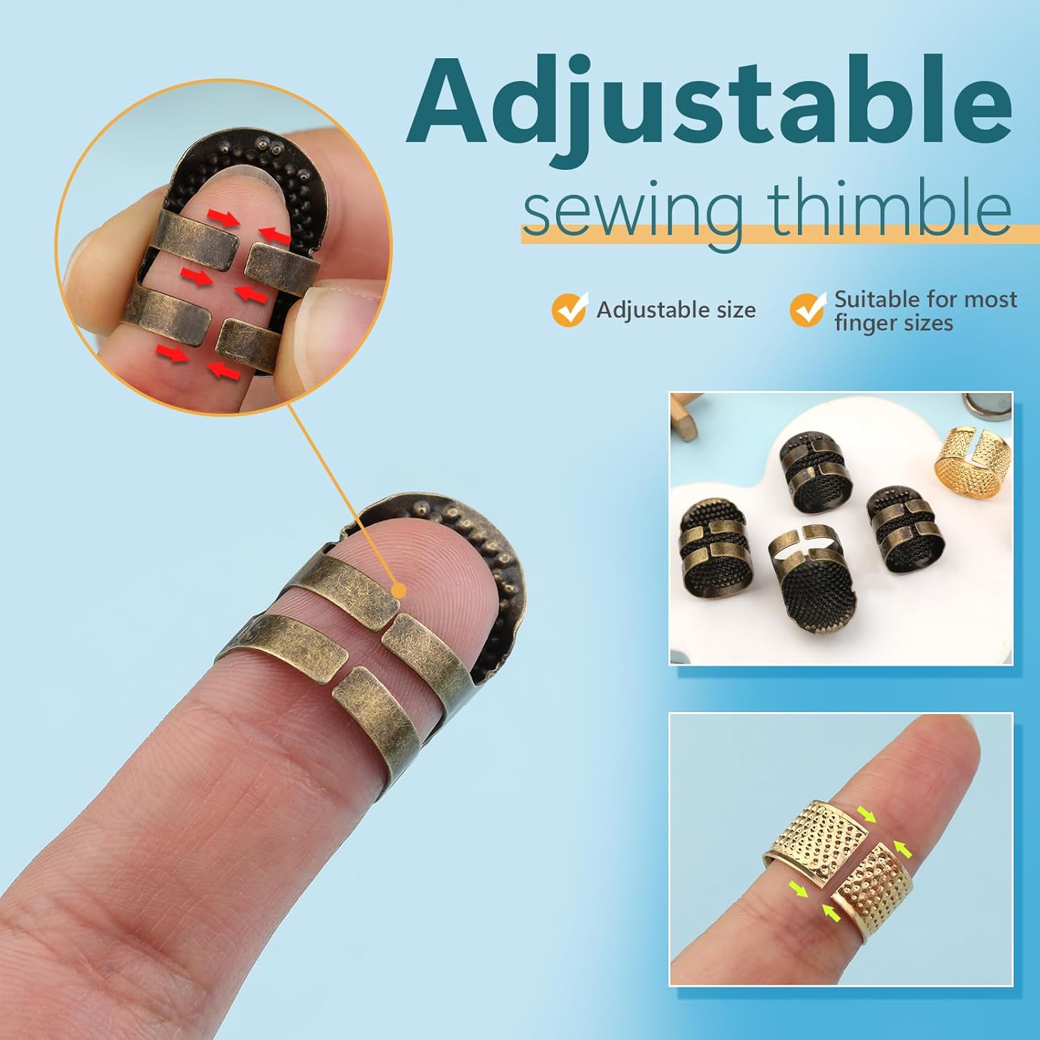 8PCS Sewing Thimble Kit for Ha - Sewing Thimble Metal 评论和价格