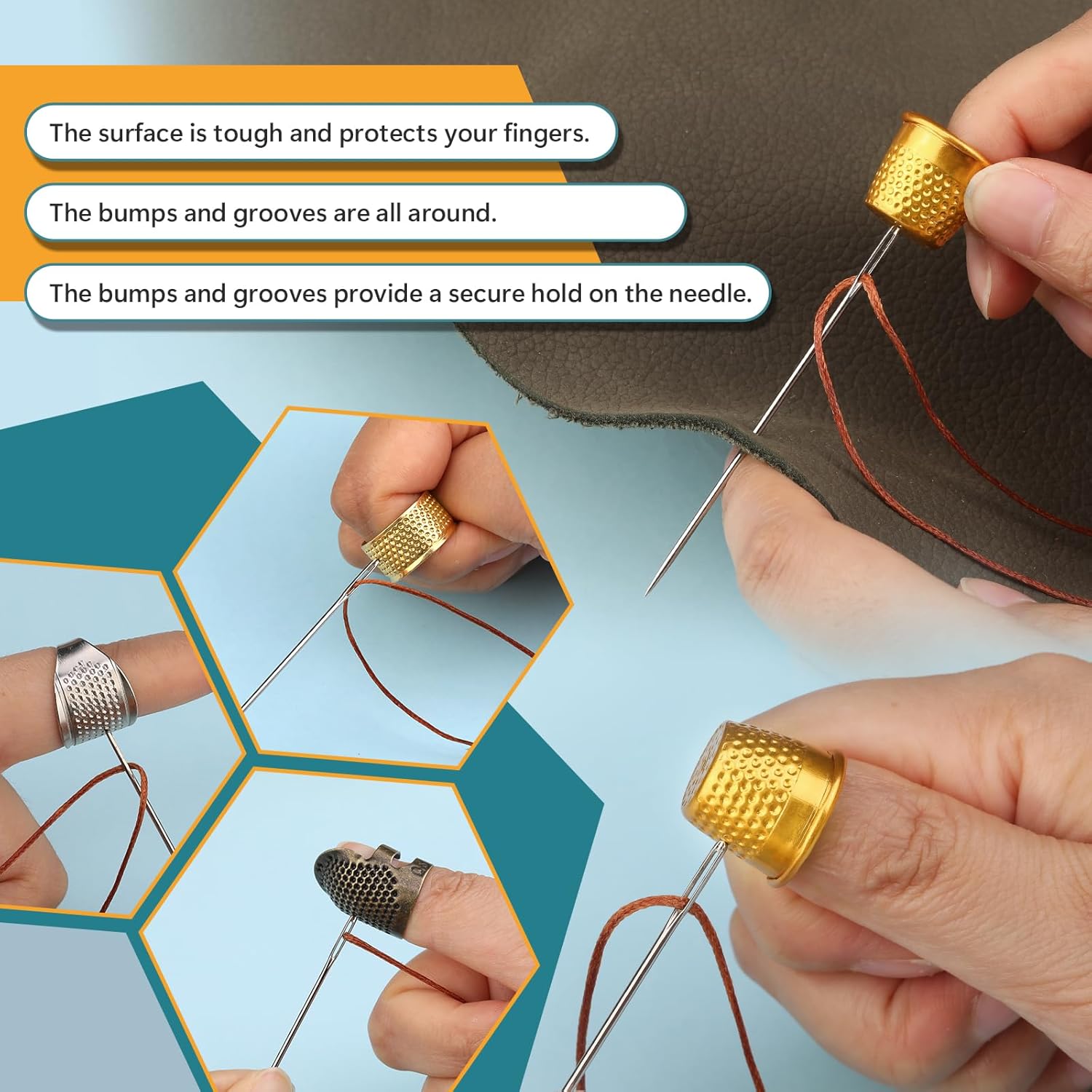 8PCS Sewing Thimble Kit for Ha - Sewing Thimble Metal 评论和价格