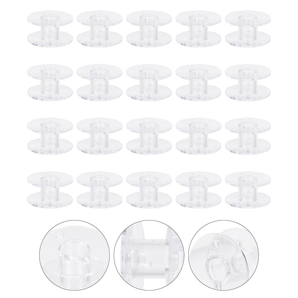 60Pcs Plastic Clear Sewing Mac - Thread Bobbins Empty 评论和价格