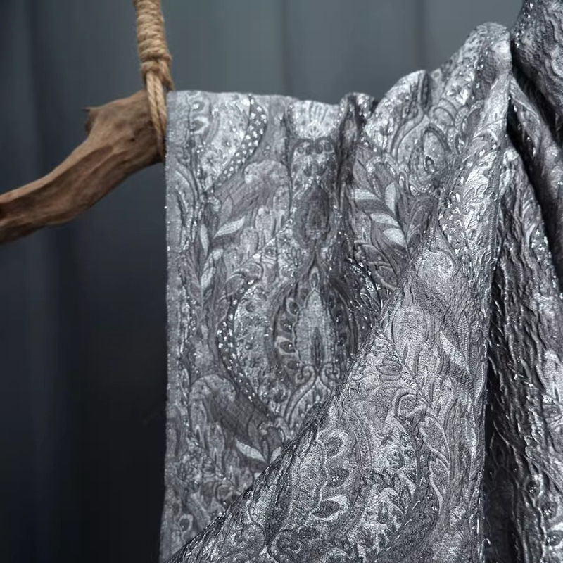 Gray Court Style Shiny Jacquar - Textile And Sewing Materials 评论和价格