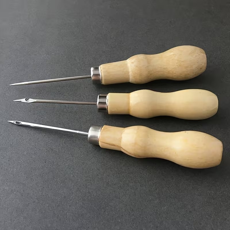 Wood-Handled Metal Tip Hand-Pi - Leather Needle Heavy 评论和价格